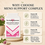 Why choose Meno Support Complex, vitamin B6 contributes to the regulation of hormonal activity and to the reduction of tiredness and fatigue, with red clover, wild yam and sage