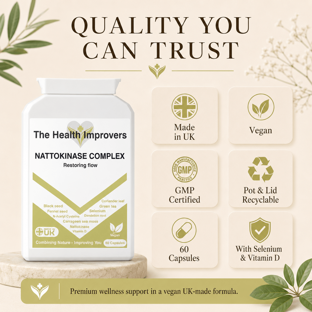 Nattokinase Complex quality standards, UK made, vegan and GMP certified