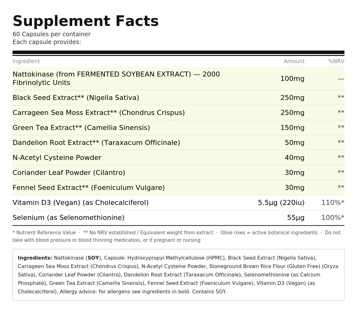Powerful Nattokinase Complex Supplement | 100mg and 2000 Fibrinolytic Units