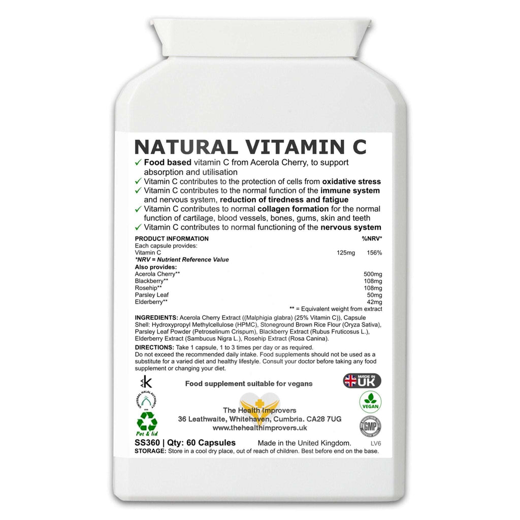 Natural Vitamin C Supplement | Gentle & Non - Acidic | Vegan | - The Health Improvers