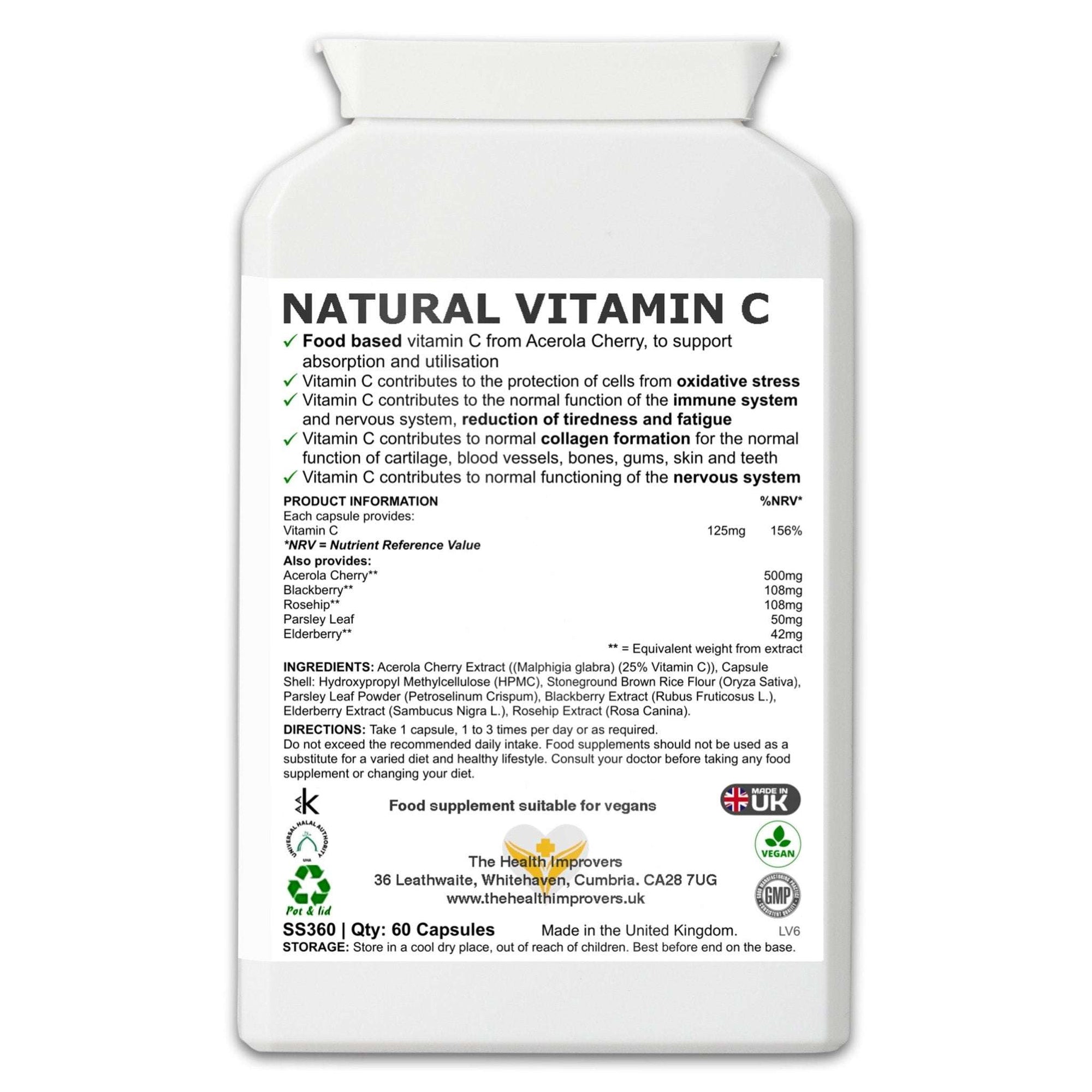 Natural Vitamin C Supplement | Gentle & Non - Acidic | Vegan | - The Health Improvers