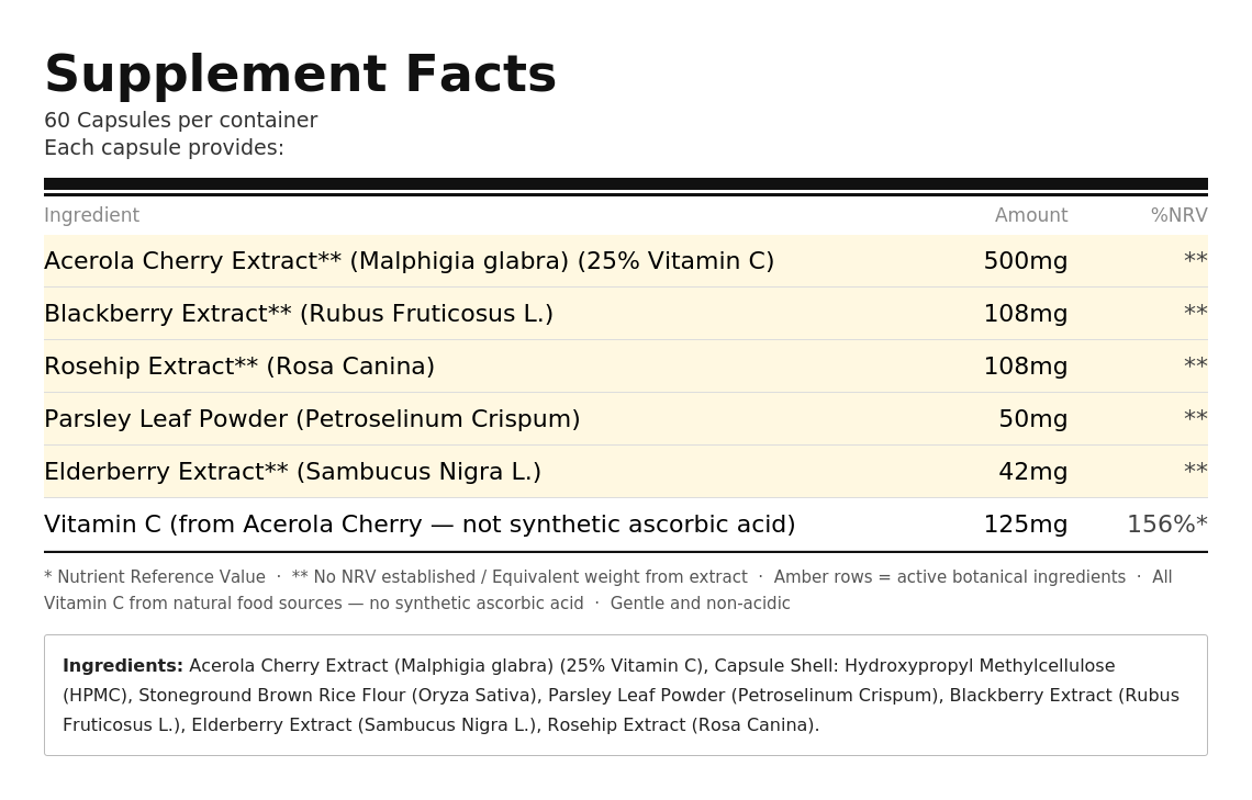 Natural Vitamin C Supplement | Whole Food, Gentle, Non-Acidic