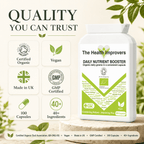 Organic Daily Nutrient Booster quality standards, UK made, vegan and GMP certified