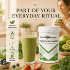 Organic daily greens powder as part of an everyday routine