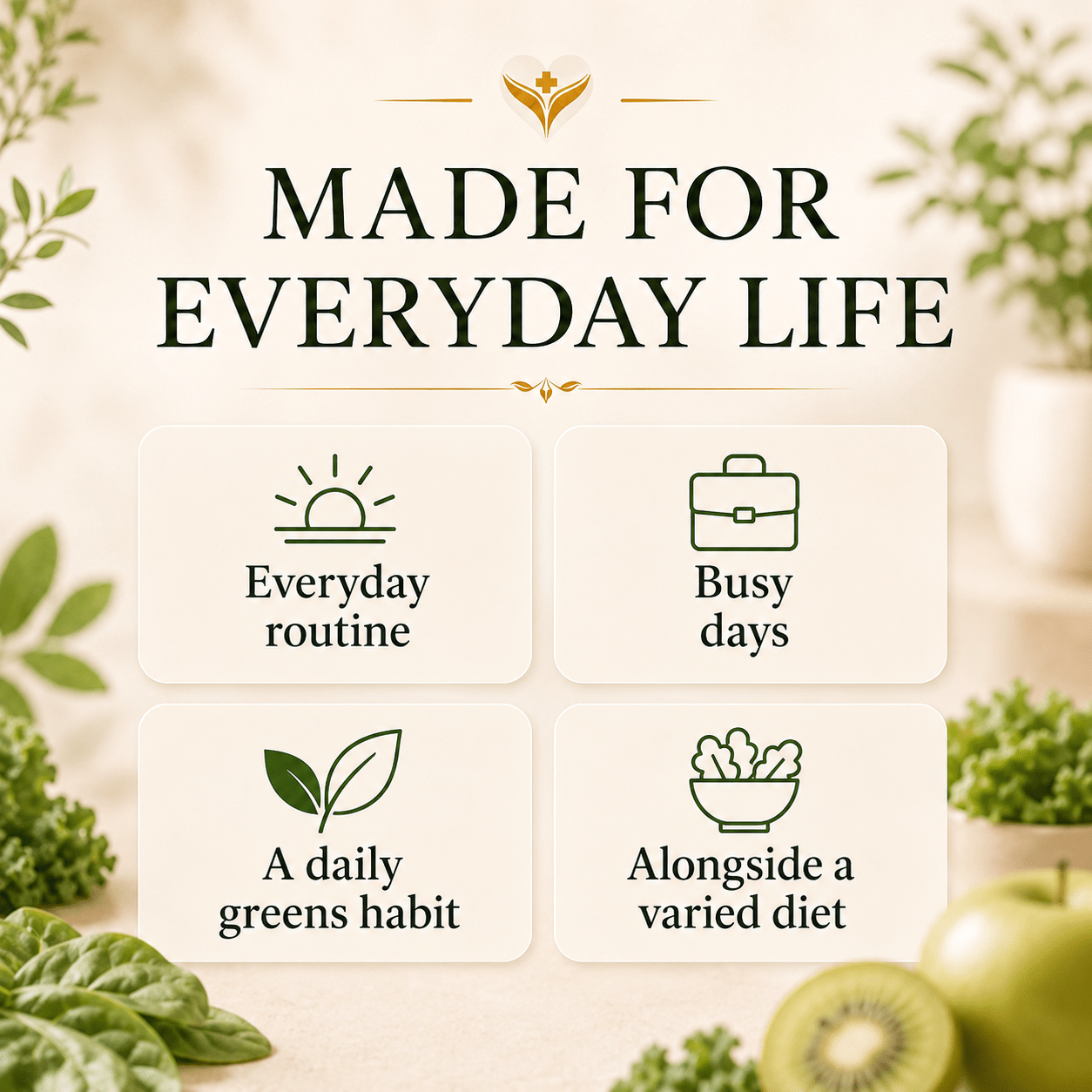 Organic Daily Nutrient Booster for an everyday routine and a daily greens habit