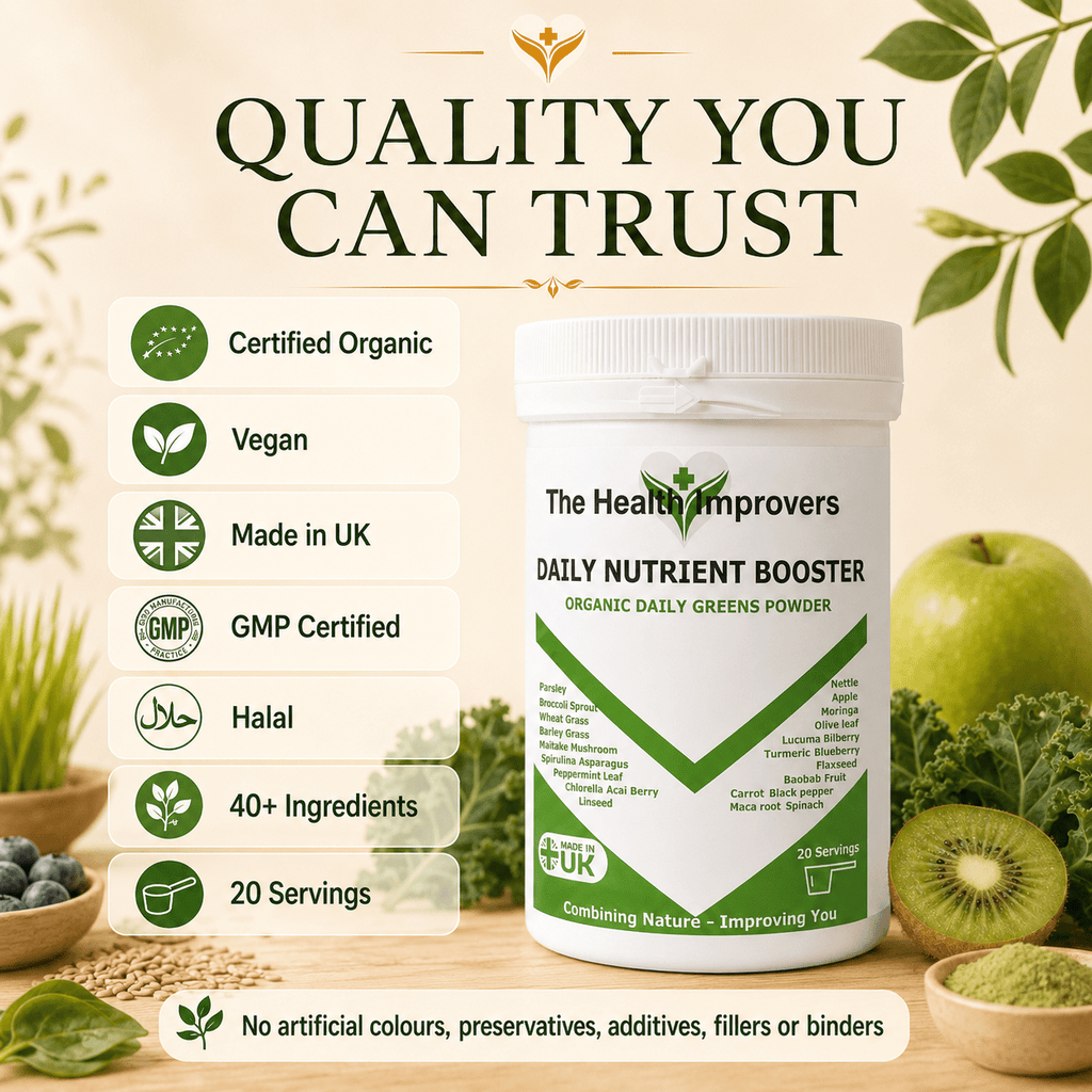 Organic Daily Nutrient Booster, certified organic, vegan and UK-made