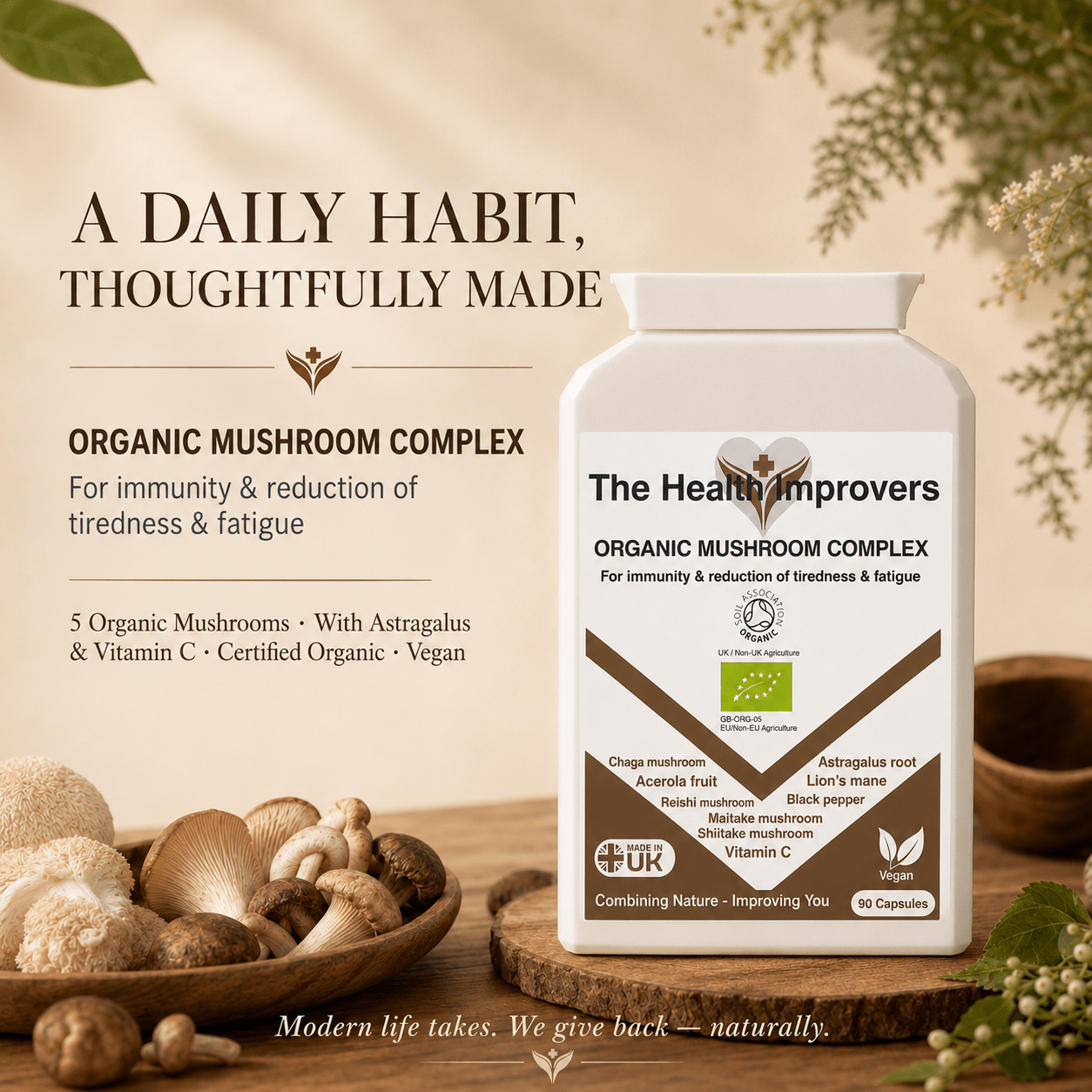 Organic Mushroom Complex as a daily habit, thoughtfully made, part of an everyday routine