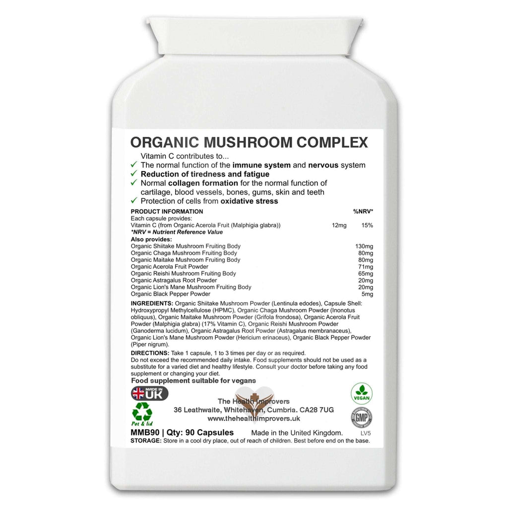 Organic Mushroom Complex Supplement | Made in UK - The Health Improvers