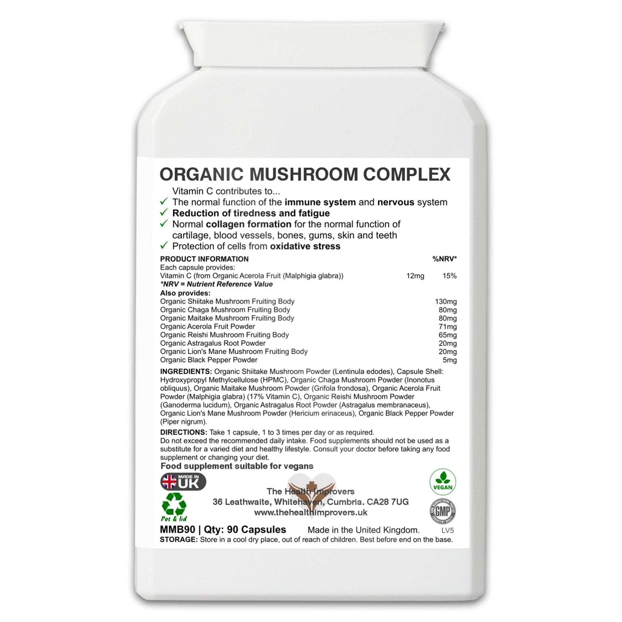 Organic Mushroom Complex Supplement | Made in UK - The Health Improvers