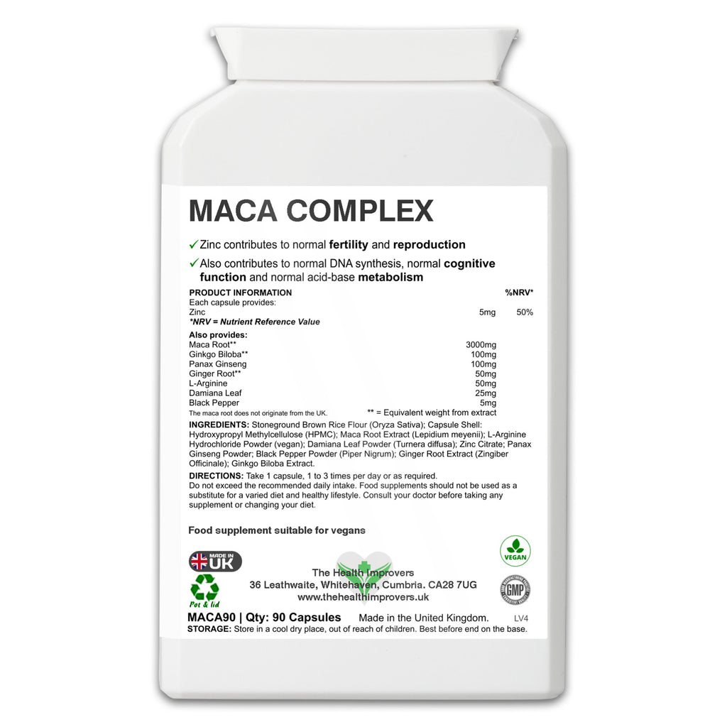 Powerful Maca Complex Supplement | 3000mg of Maca Root | The Health Improvers