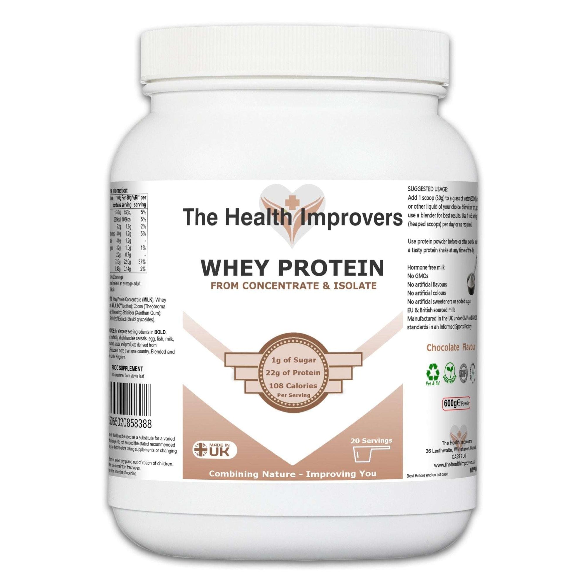 Premium Chocolate Whey Protein Powder | Muscle Growth & Recovery | 22g Per Serving - The Health Improvers