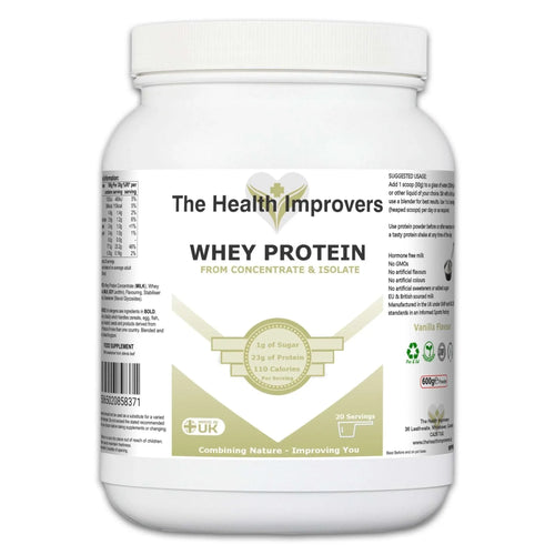 Whey Protein Powder – Premium Grass-Fed Whey Concentrate & Isolate Vanilla Flavour - The Health Improvers