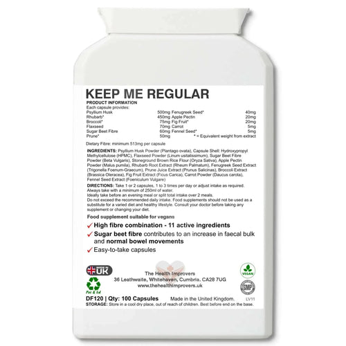 Fibre Complex for Digestive Regularity, Bloating & Gut Balance | Natural Stool Softener - The Health Improvers